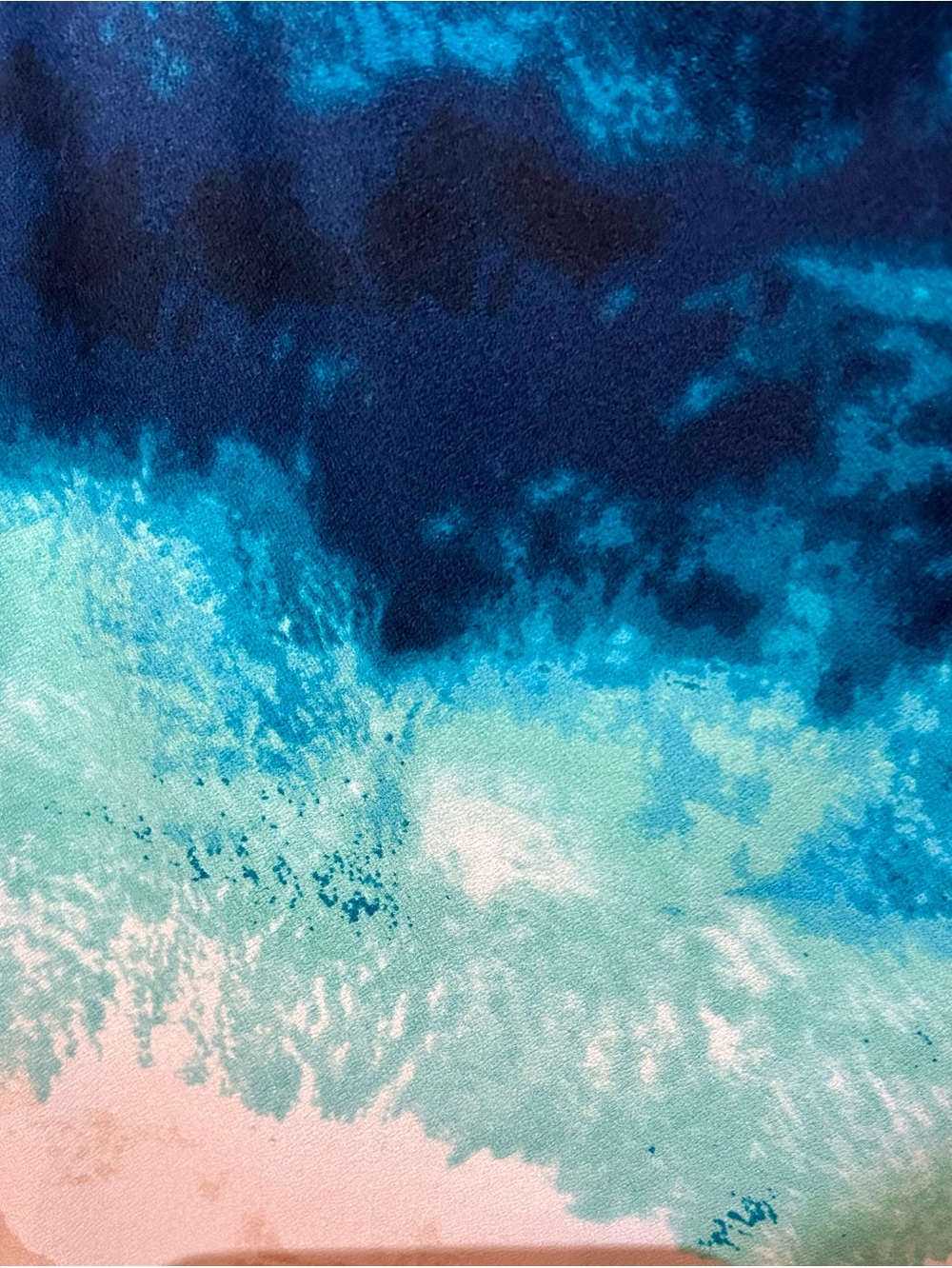 Donna Karan Teal and Navy Marble-Print Top - Picture 4 of 6